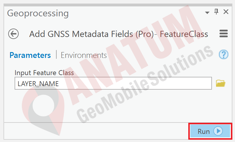 Run Add GNSS Metadata tool