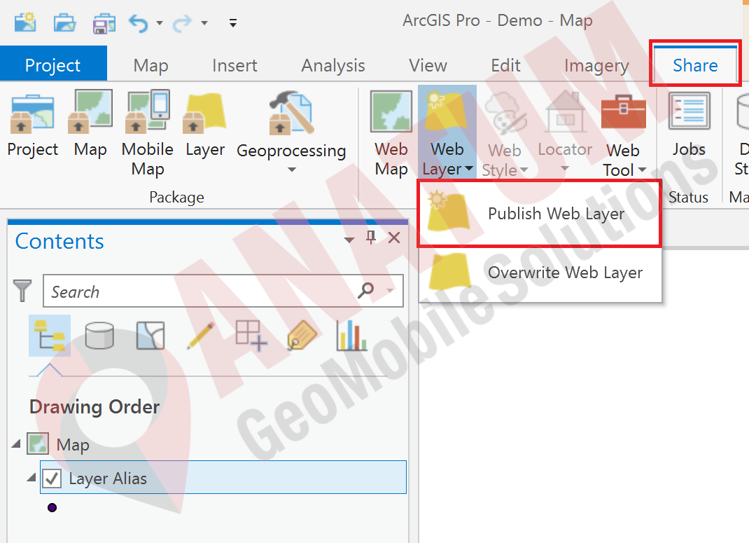 Share layer to ArcGIS Online